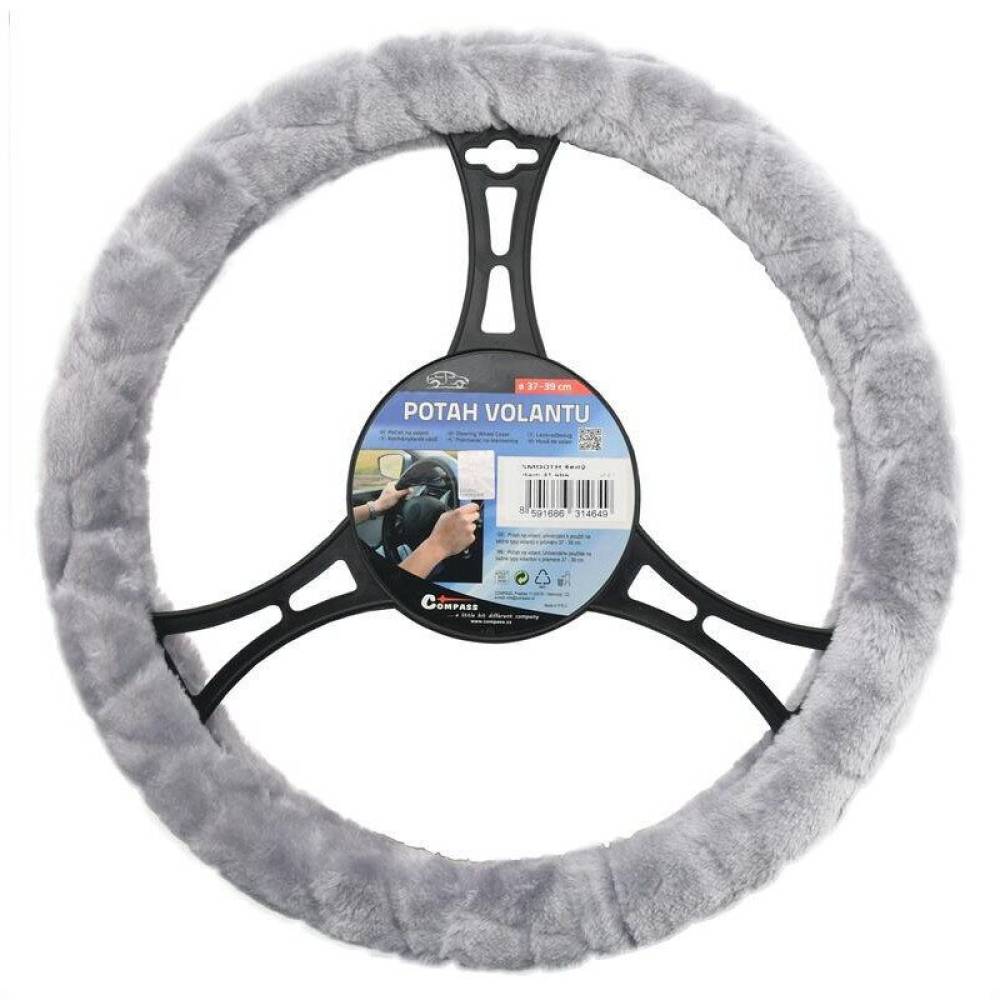 Husa volan 37-39cm, pufoasa Smooth gri, Compass 31464