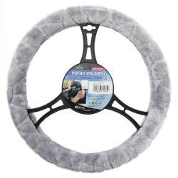 Husa volan 37-39cm, pufoasa Smooth gri, Compass 31464
