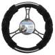 Husa volan 37-39cm, pufoasa Diamond neagra, cu diamante, Compass 31486