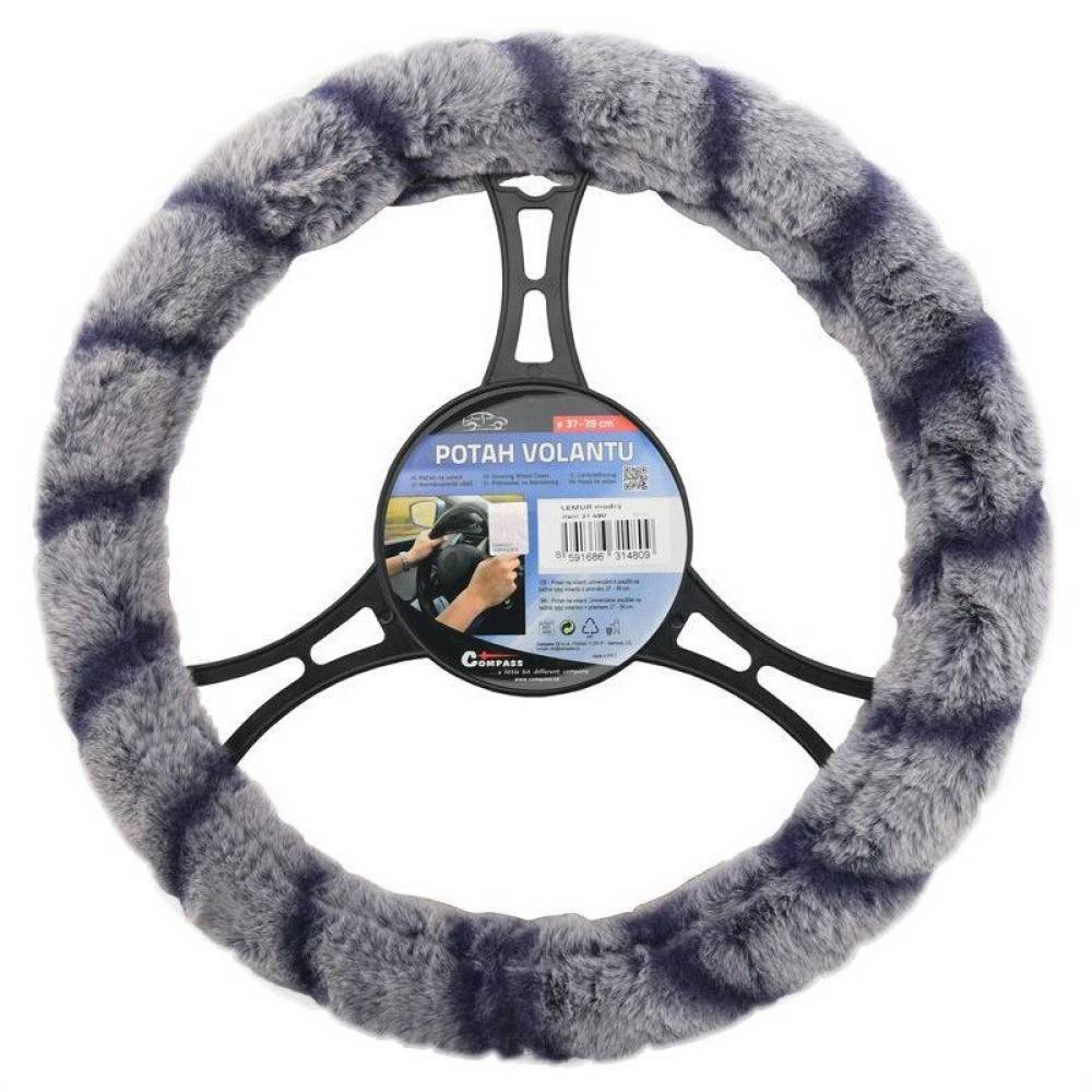 Husa volan 37-39cm, pufoasa lemur albastra, Compass 31480