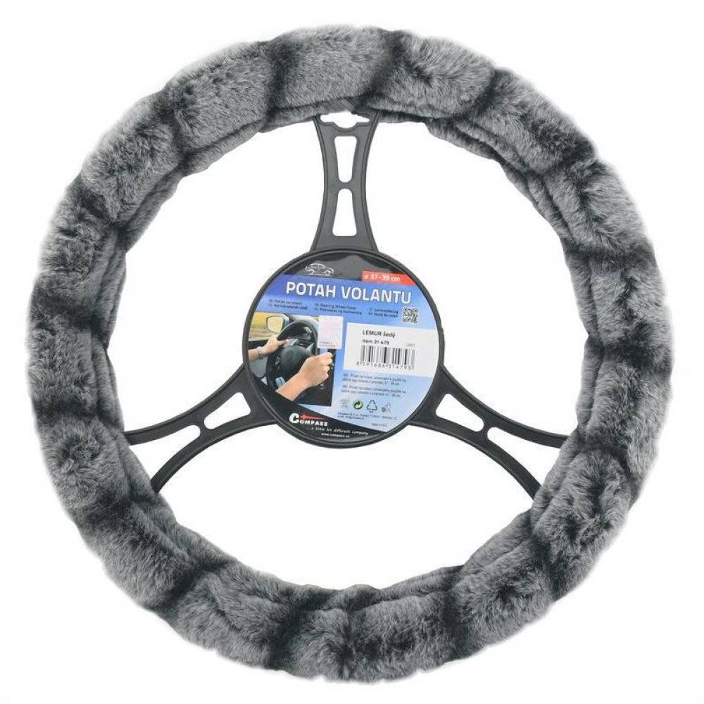 Husa volan 37-39cm, pufoasa Lemur gri, Compass 31479