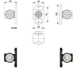 Lampa gabarit cu brat 64, 4 LED-uri, reflectorizanta, 3 functii alb, galben, rosu, LD 2186 GRAPHITE Horpol