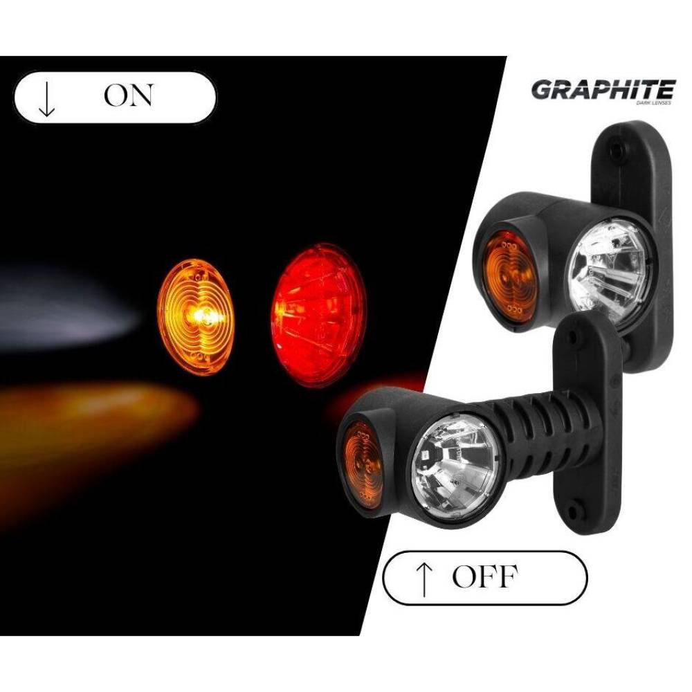 Lampa gabarit cu brat 64, 4 LED-uri, reflectorizanta, 3 functii alb, galben, rosu, LD 2186 GRAPHITE Horpol