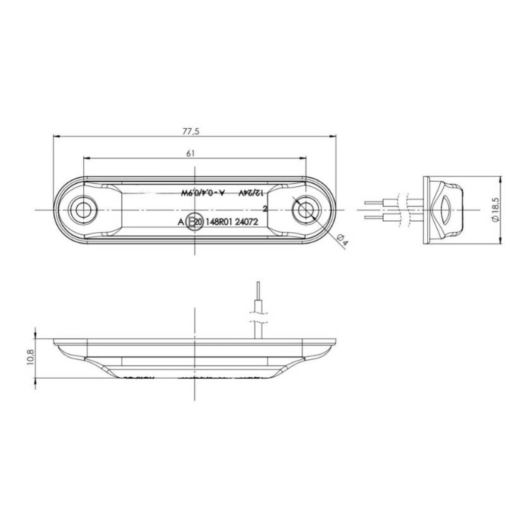 Lampa gabarit 78x22, ovala, 4 LED-uri, Slim alba dark, LD 2327 GRAPHITE Horpol