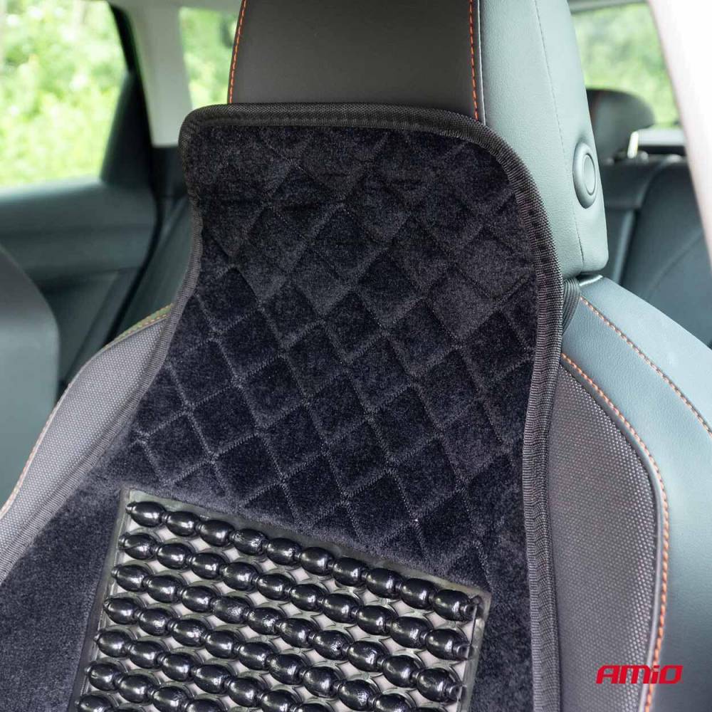 Perna scaun husa, cu bile, cu suport lombar, 120x45, semi tetiera, neagra, 04429 Amio