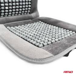 Perna scaun husa cu bile cu suport lombar, 120x45, semi tetiera, margine velur, gri, 04430 Amio