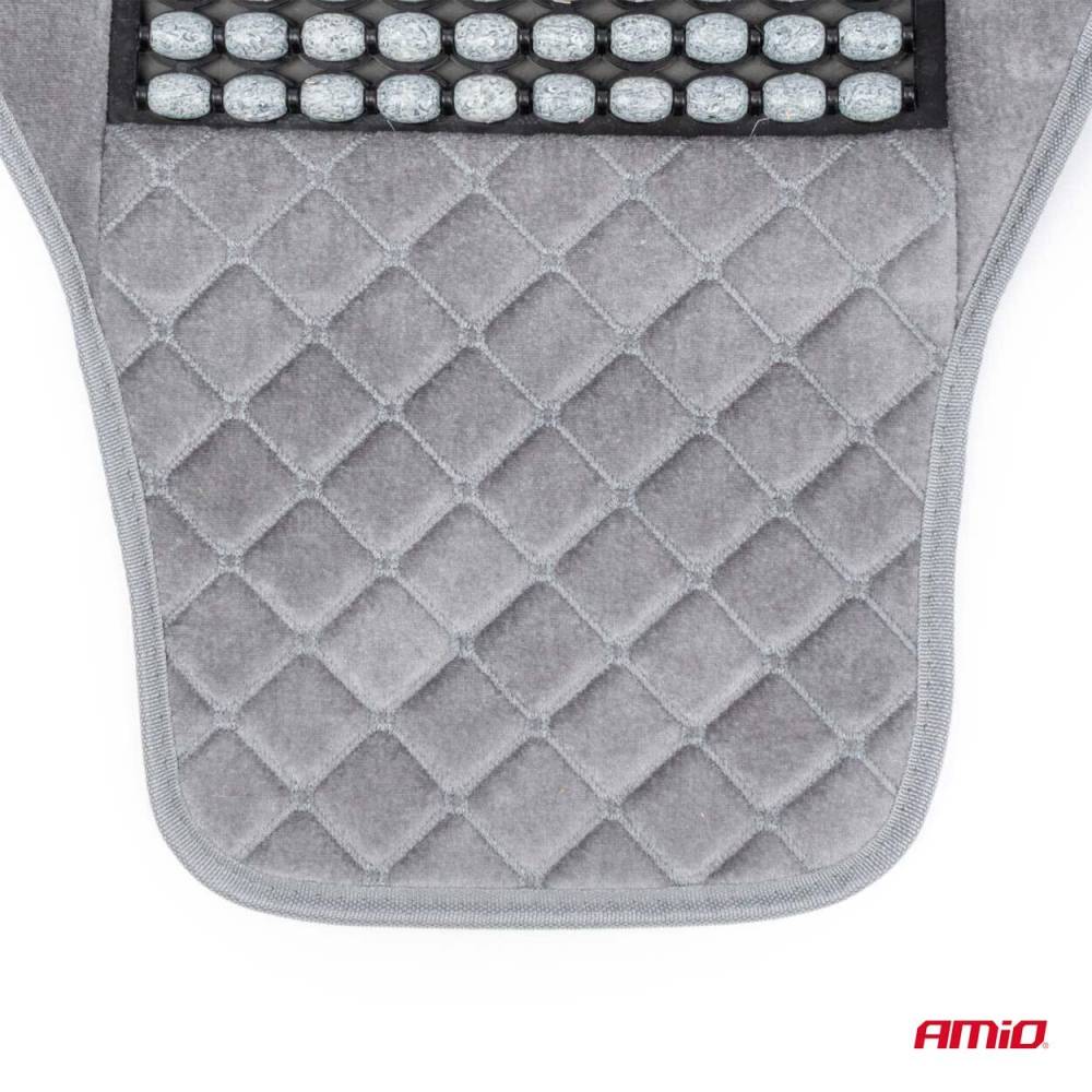 Perna scaun husa cu bile cu suport lombar, 120x45, semi tetiera, margine velur, gri, 04430 Amio