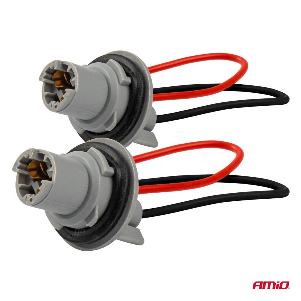 Mufa soclu bec pozitie T15 (w16w), cu fir, set 2buc, Amio 3049 Mufa soclu bec pozitie T15 (w16w), cu fir, set 2buc, Amio 3049