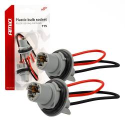 Mufa soclu bec pozitie T15 (w16w), cu fir, set 2buc, Amio 3049
