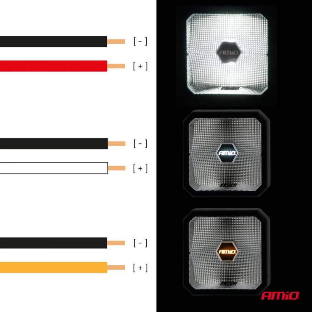 Proiector lucru 110x110x52, LED, 9-50V, 30W, 2100lm, cu pozitie, combo, Amio 04394
