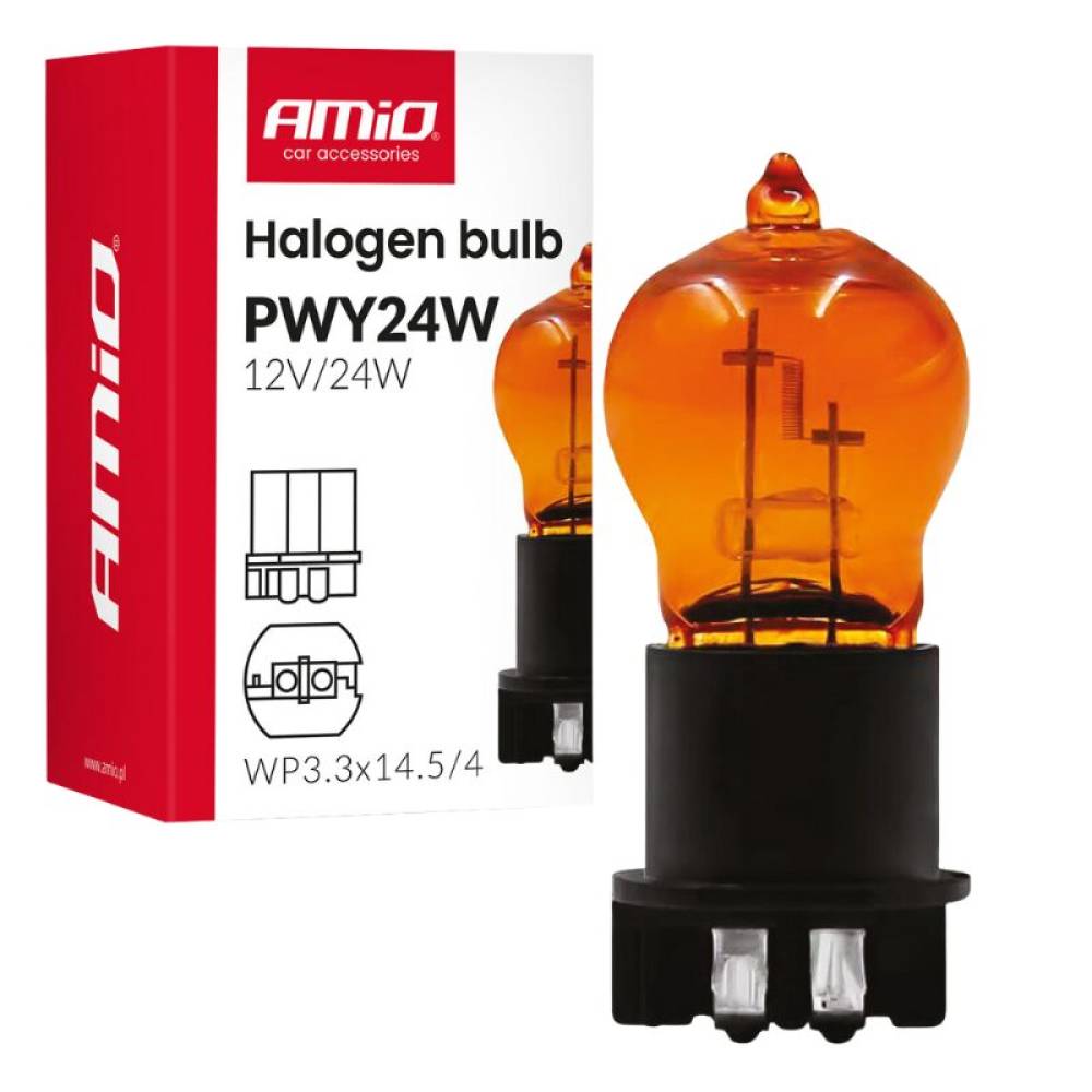 Bec halogen, PWY24W, WP3.3x14.5-4, Galben, 12V, 24W, AMIO 04410 Bec halogen, PWY24W, WP3.3x14.5-4, Galben, 12V, 24W, AMIO 04410