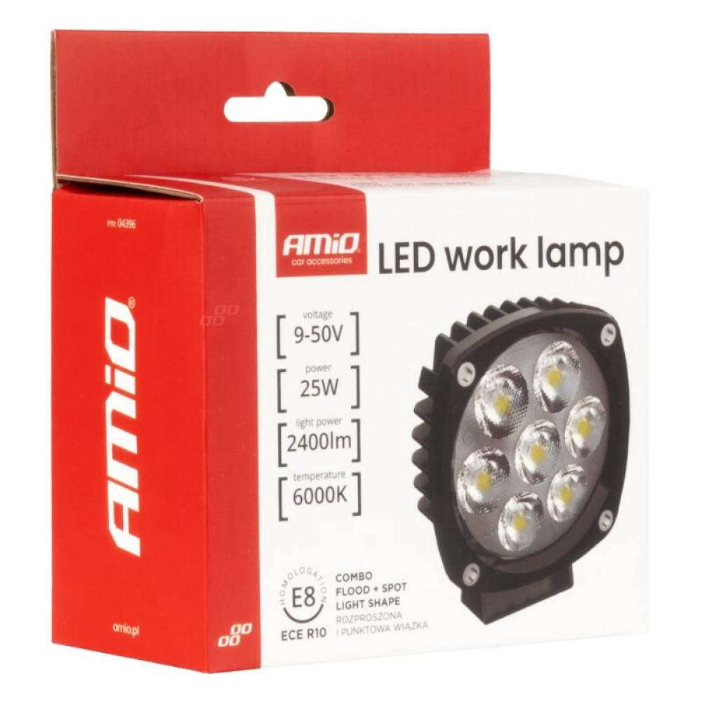 Proiector lucru 108x108x48mm, 9 LED, 9-50V, 25W, 2400lm, COMBO, 04396 Amio