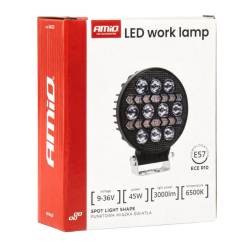 Proiector lucru, fi110x40mm, LED, 9-36V, 45W,  3000lm, tip spot si stroboscopic galben, AWL76 04420 Amio