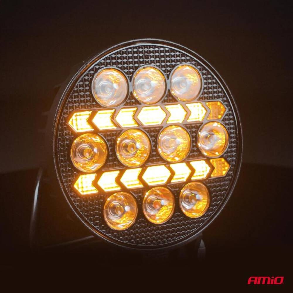 Proiector lucru, fi110x40mm, LED, 9-36V, 45W,  3000lm, tip spot si stroboscopic galben, AWL76 04420 Amio