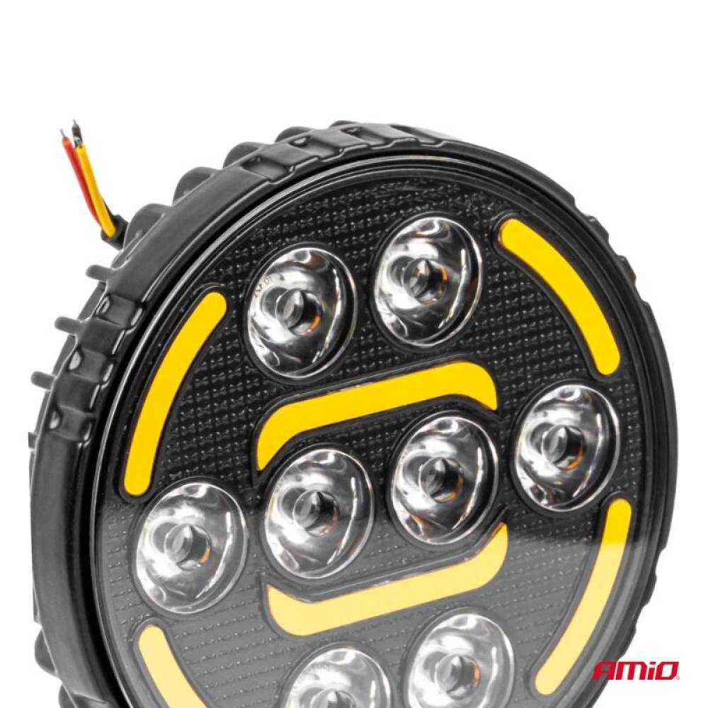Proiector lucru, fi 110x38mm, LED, 9-36V, 48W, 2400lm, tip spot cu stroboscopic galben, AWL80 04424 Amio