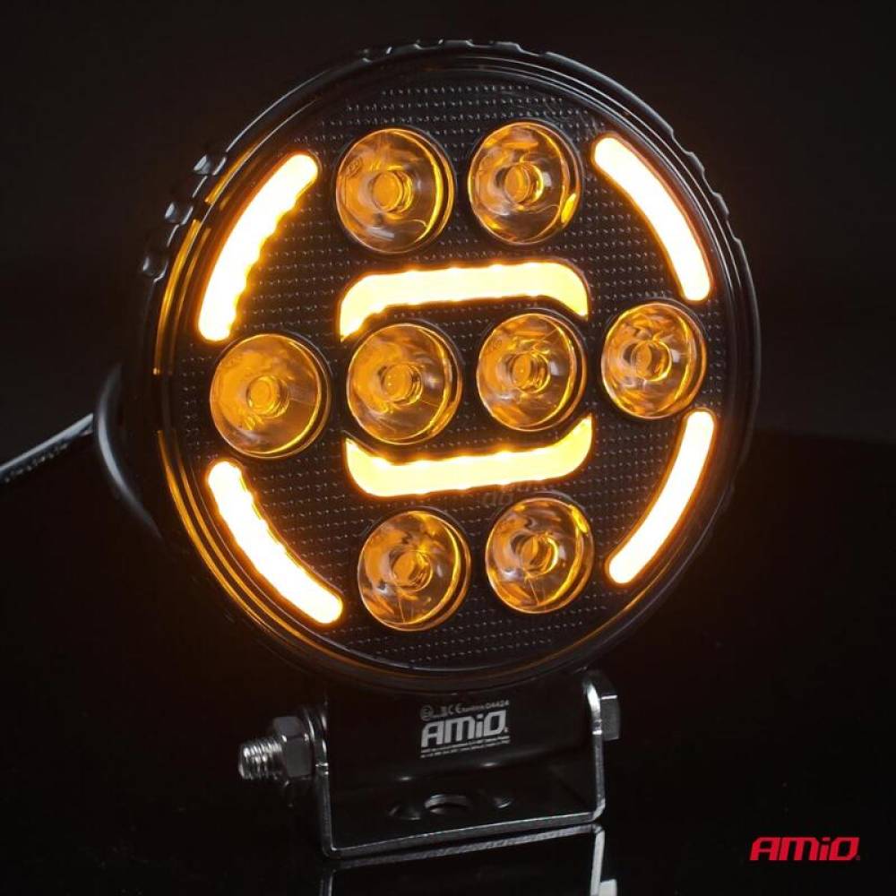 Proiector lucru, fi 110x38mm, LED, 9-36V, 48W, 2400lm, tip spot cu stroboscopic galben, AWL80 04424 Amio