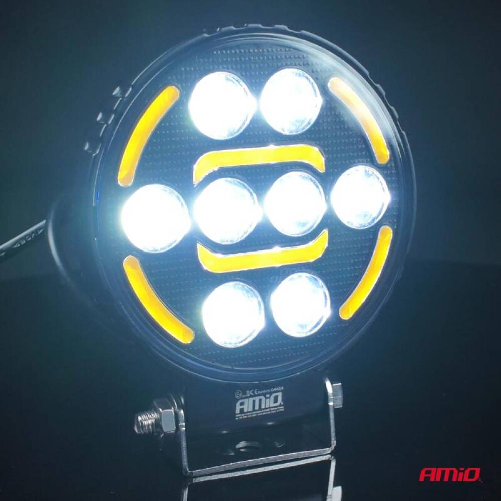 Proiector lucru, fi 110x38mm, LED, 9-36V, 48W, 2400lm, tip spot cu stroboscopic galben, AWL80 04424 Amio