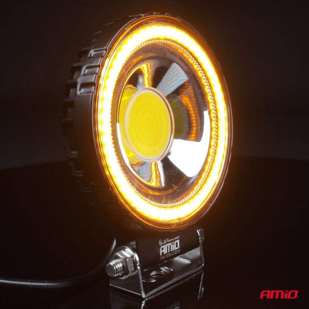 Proiector lucru, fi 110x38mm, LED, 9-36V, 48W, 2400lm, tip flood, stroboscopic galben, AWL80, Amio 04427