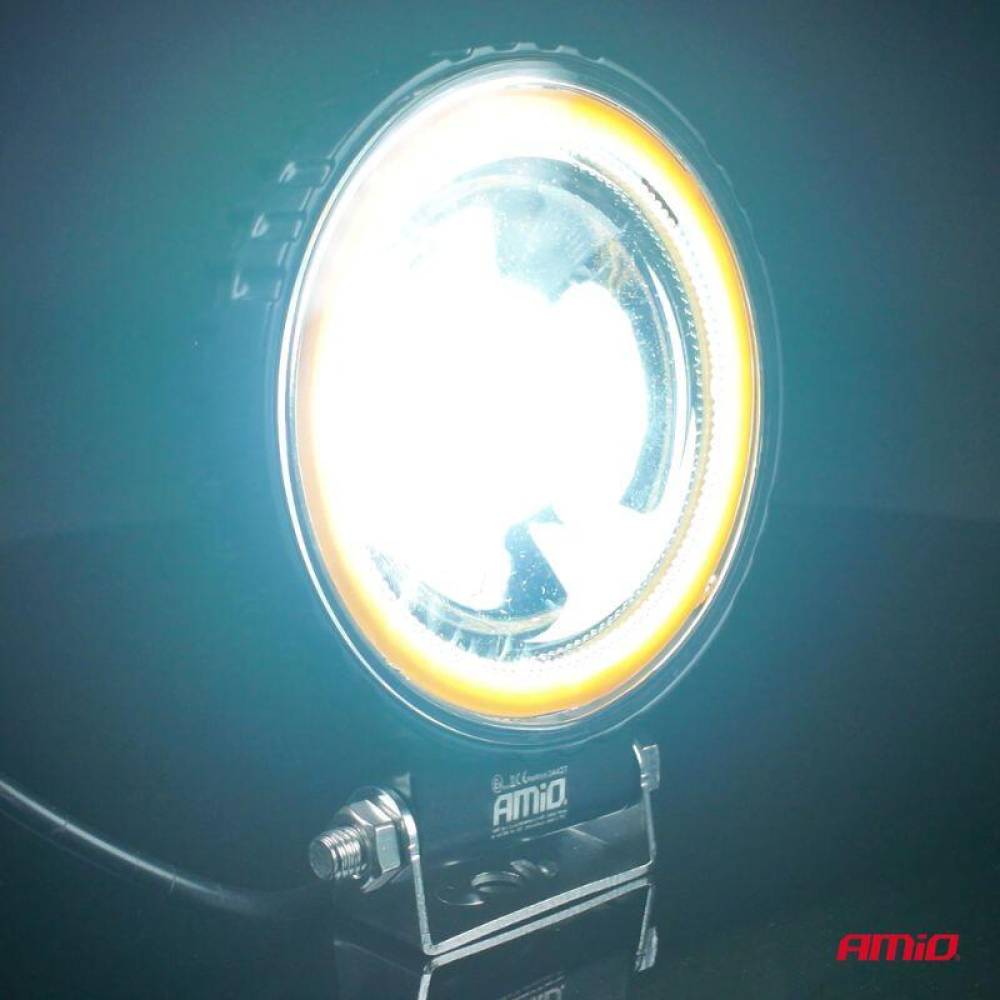 Proiector lucru, fi 110x38mm, LED, 9-36V, 48W, 2400lm, tip flood, stroboscopic galben, AWL80, Amio 04427