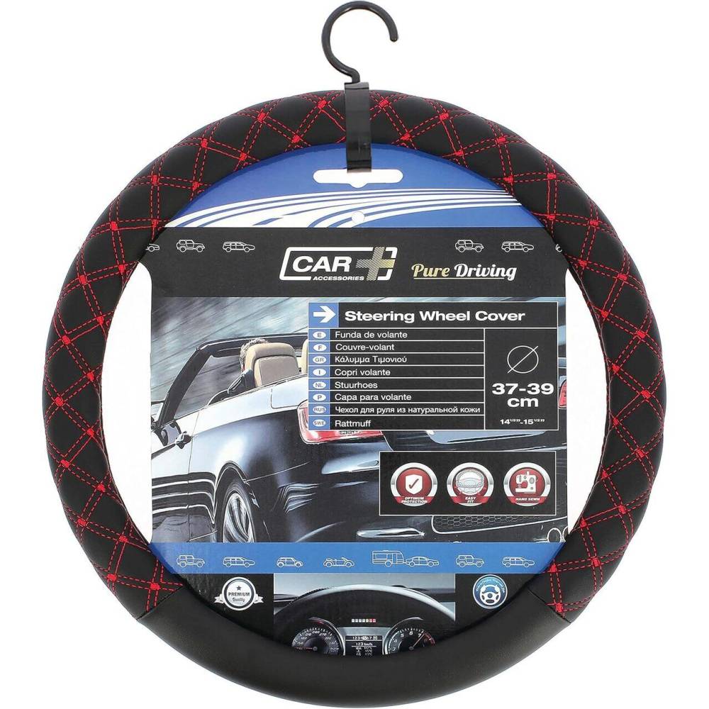 Husa volan, 37-39cm, neagra cu cusatura rosie, imitatie piele, Empire Red, Pure Driving 2505079 Car+