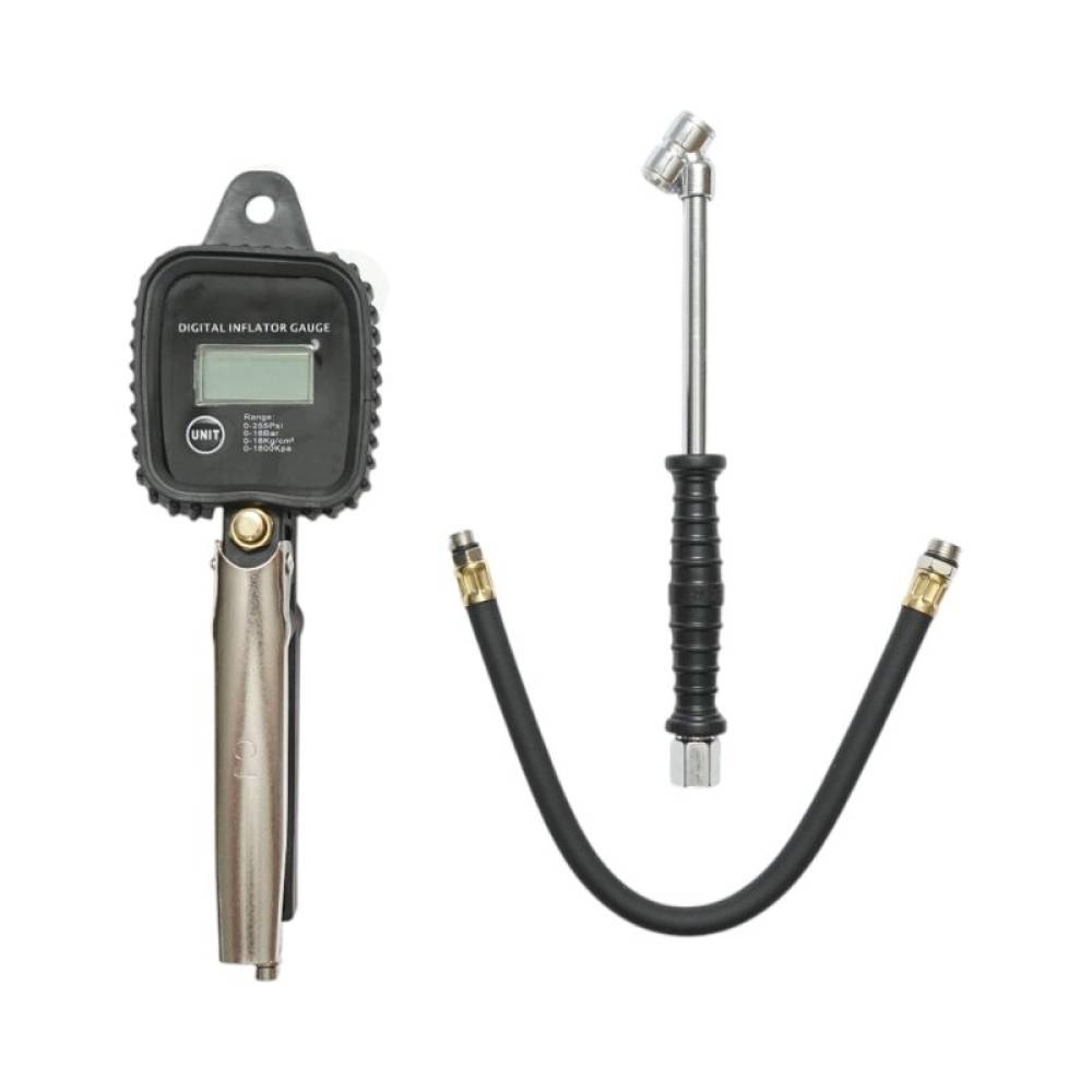Pistol aer roti cu manometru digital, 0-18 bar, cu furtun 40cm si tija, baterie AAA, BK56560 / SW81