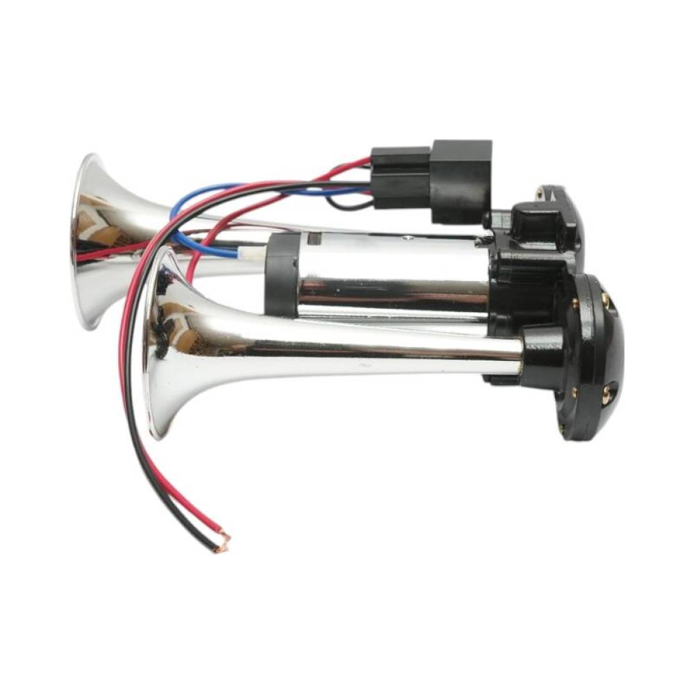 Claxon 12v, cu 2 pipe, compresor, cromat, BK79882