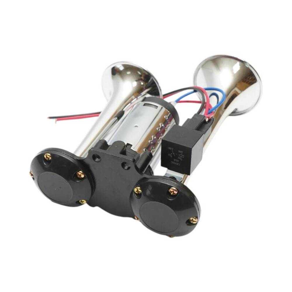 Claxon 12v, cu 2 pipe, compresor, cromat, BK79882