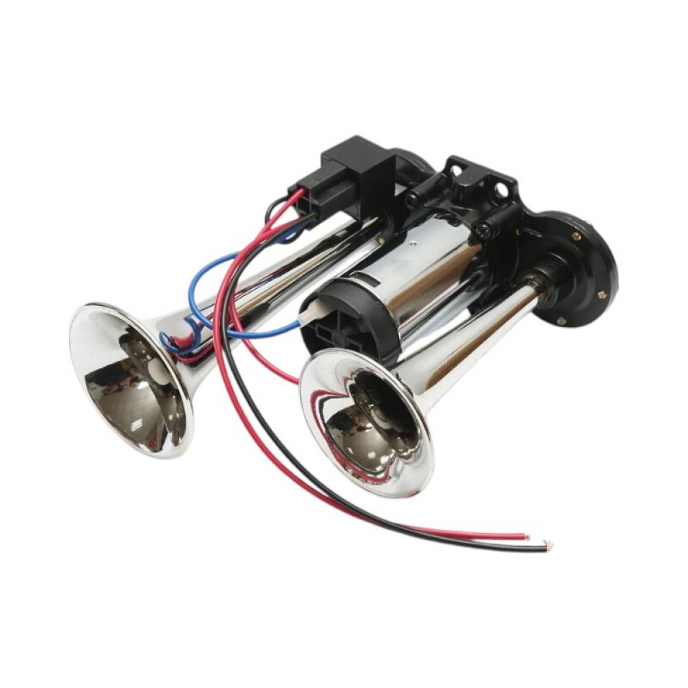 Claxon 12v, cu 2 pipe, compresor, cromat, BK79882