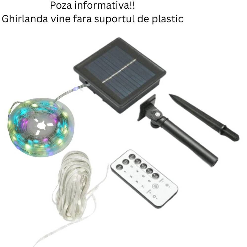 Ghirlanda luminoasa cu incarcare solara, 10m, Led RGB, multicolor, cu telecomanda, Garden of Eden, 79097