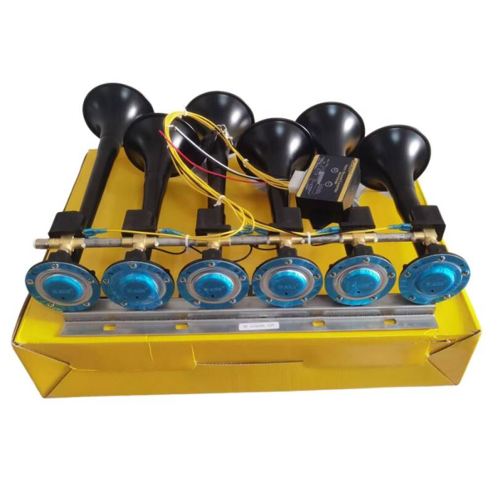 Claxon 12/24V, pe aer cu 6 pipe, 22 melodii, cu telecomanda, BASURI  BABY SHARK v4.0