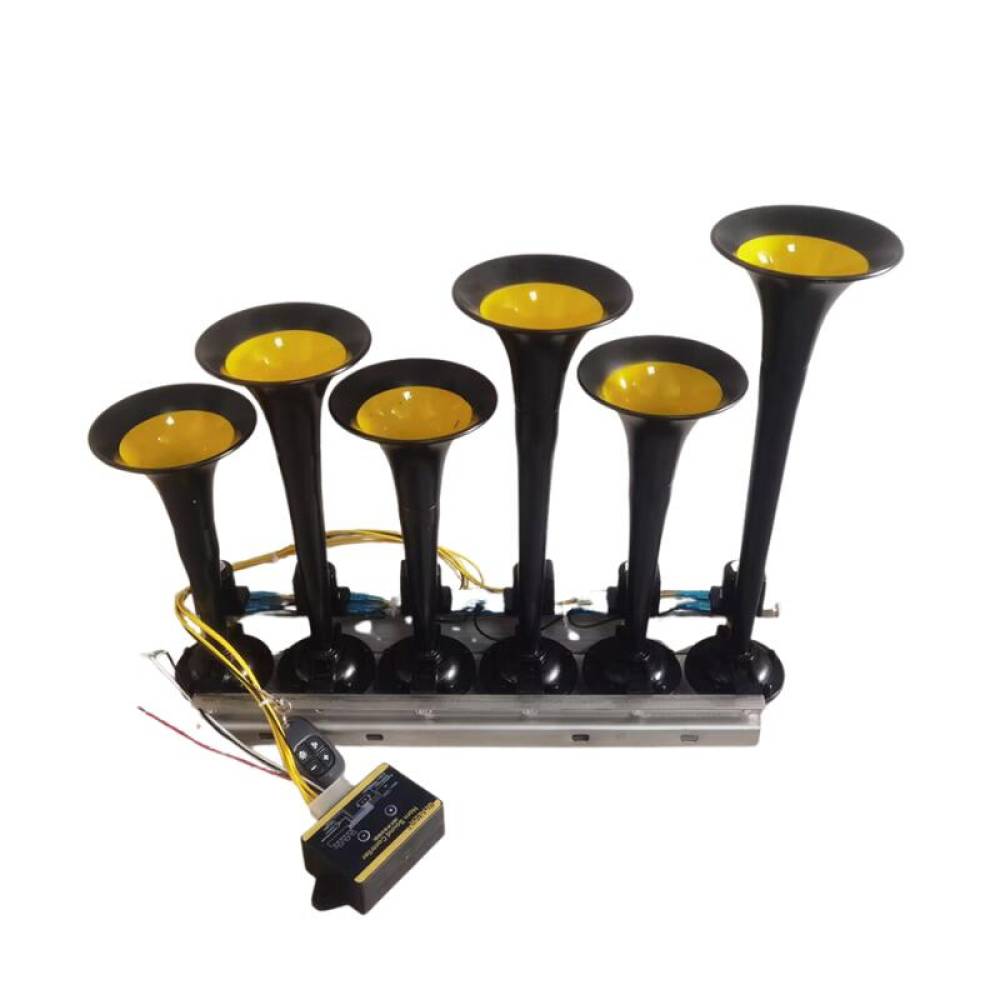 Claxon 12/24V, pe aer cu 6 pipe, 22 melodii, cu telecomanda, BASURI  BABY SHARK v4.0