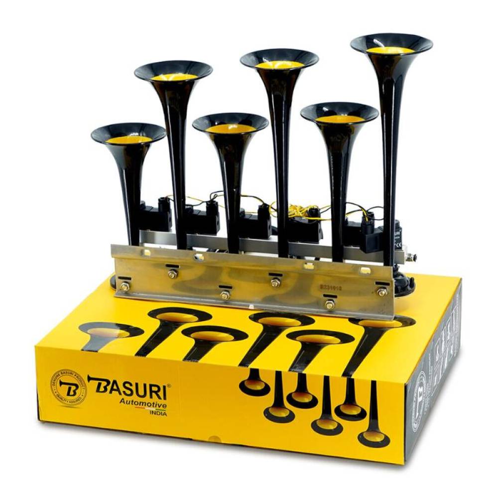Claxon 12/24V, pe aer cu 6 pipe, 22 melodii, cu telecomanda, BASURI  BABY SHARK v4.0