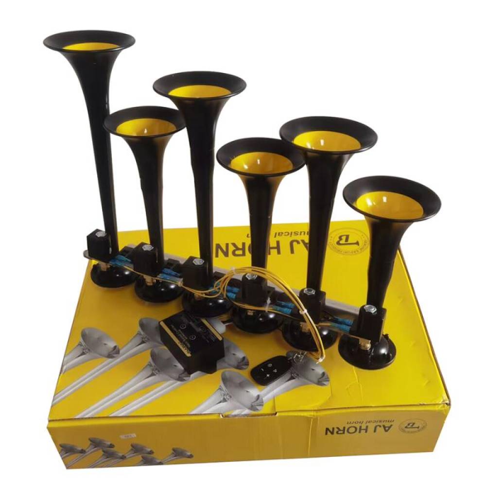 Claxon 12/24V, pe aer cu 6 pipe, 22 melodii, cu telecomanda, BASURI  BABY SHARK v4.0