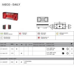 Lampa spate Iveco Daily 3, 12-24V, fara bec, mufa 7pini, set 2 bucati, stanga si dreapta, UCLER 0165 Lbk,  , RN30