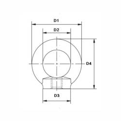 Set 2 bucati inel de ridicare cu surub, M14, max 500kg, DIN580, otel galvanizat,  09522656 UNIQ Damesa