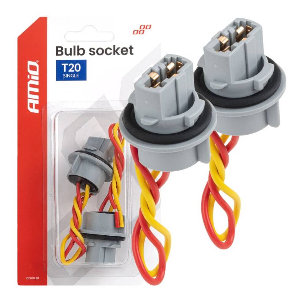 Mufa soclu bec T20 (w21w), cu fir, set 2 bucati, Amio 04833