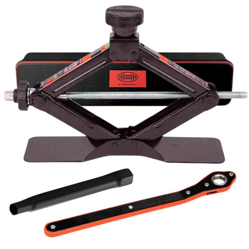 Cric foarfeca 2T, 26-38cm, baza extra lata cu cheie clicket, tampon rotund, MultiLift Black Edition, HEYNER 347.23