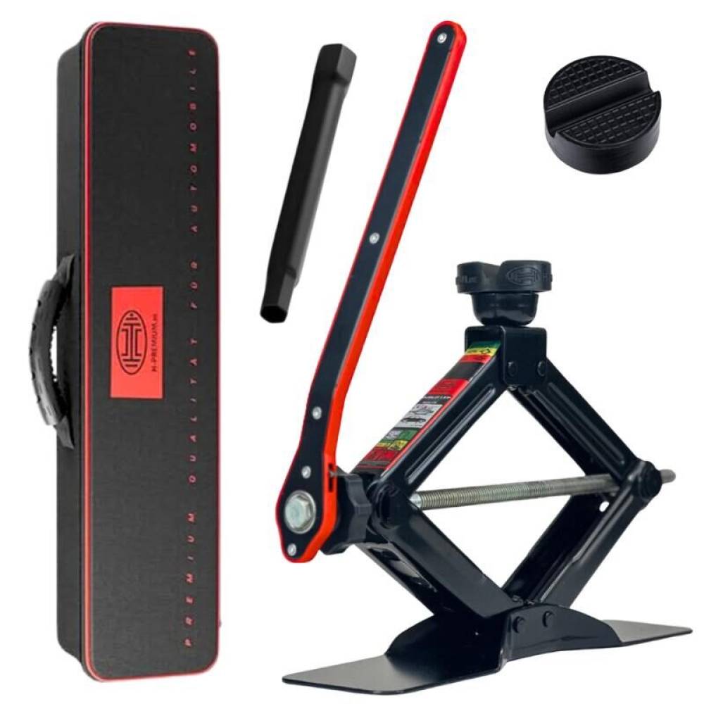 Cric foarfeca 2T, 26-38cm, baza extra lata cu cheie clicket, tampon rotund, MultiLift Black Edition, HEYNER 347.23