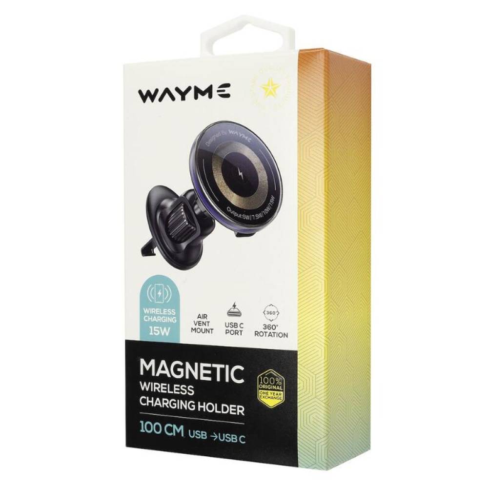 Suport telefon, cu prindere pe grila cu inel Magsafe si incarcare wirless, cablu 1m, WayMe 63073