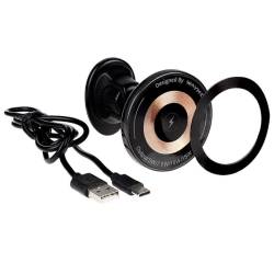 Suport telefon, cu prindere pe grila cu inel Magsafe si incarcare wirless, cablu 1m, WayMe 63073