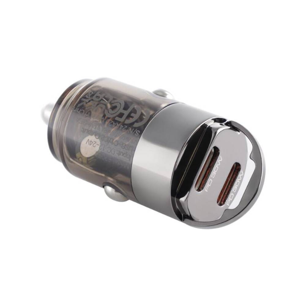 Încărcător auto cu 2 porturi USB, USB-A 18W + USB-C PD 30W, 12–24V, nano scurt cu inel, WAYME 63056