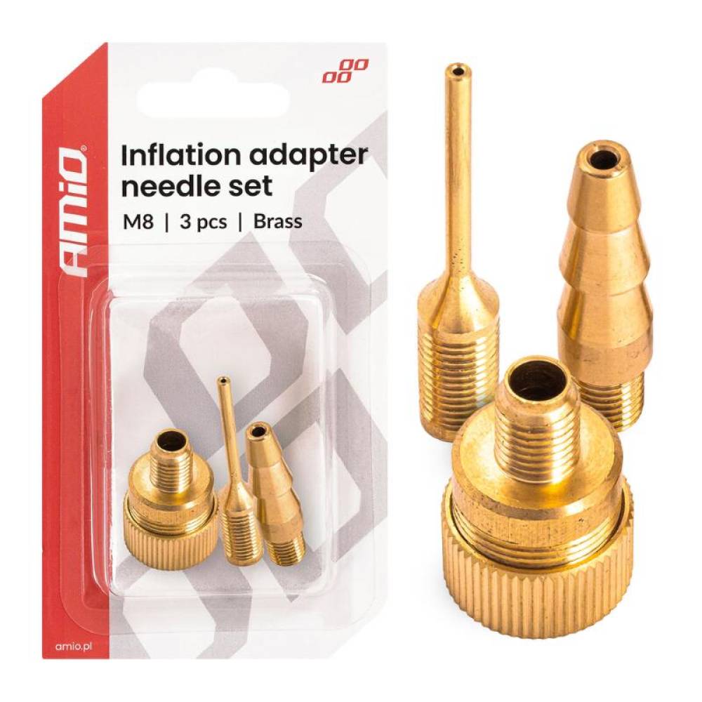 Set 3 bucati Adaptoare pompa, metalice, compresor aer pentru roti, mingi, etc, Amio 04502