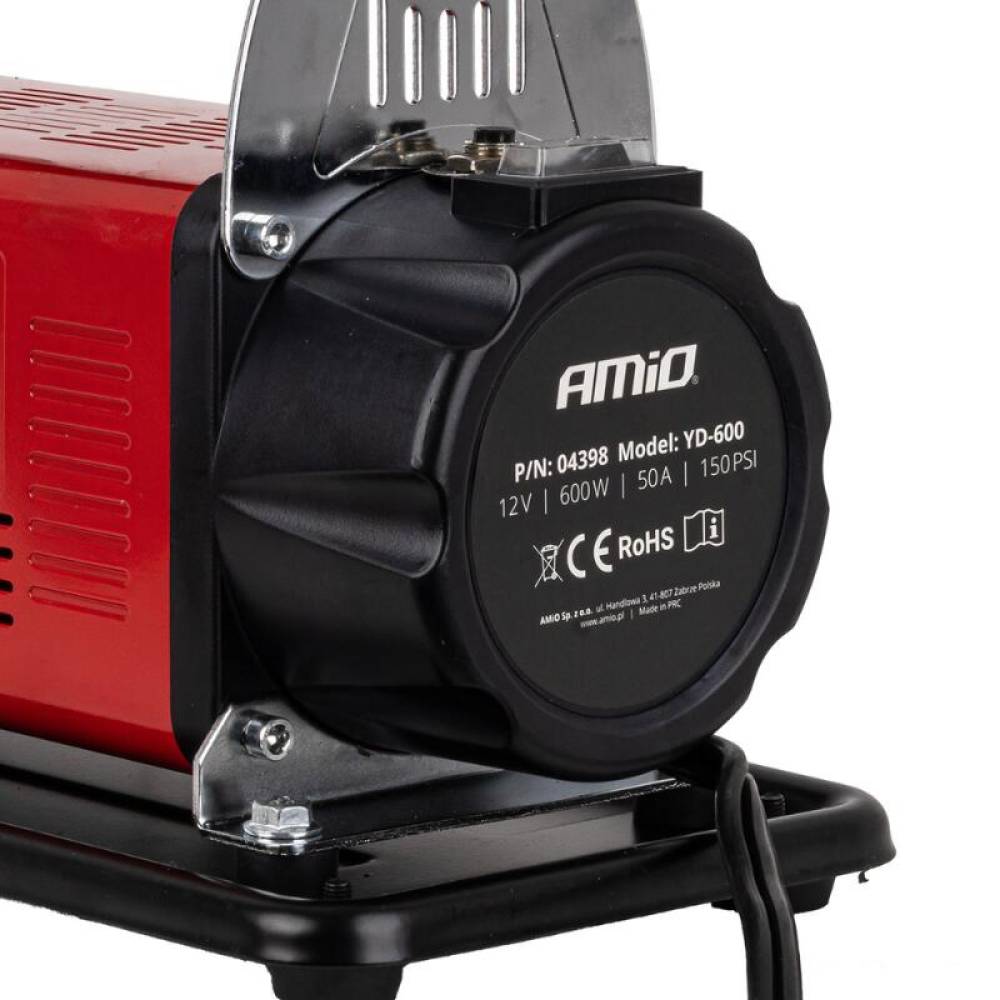 Compresor aer auto, 12V, 10bar, 600W, Heavy Duty, cu furtun de 8 m, cu cilindru metalic, Amio 04398