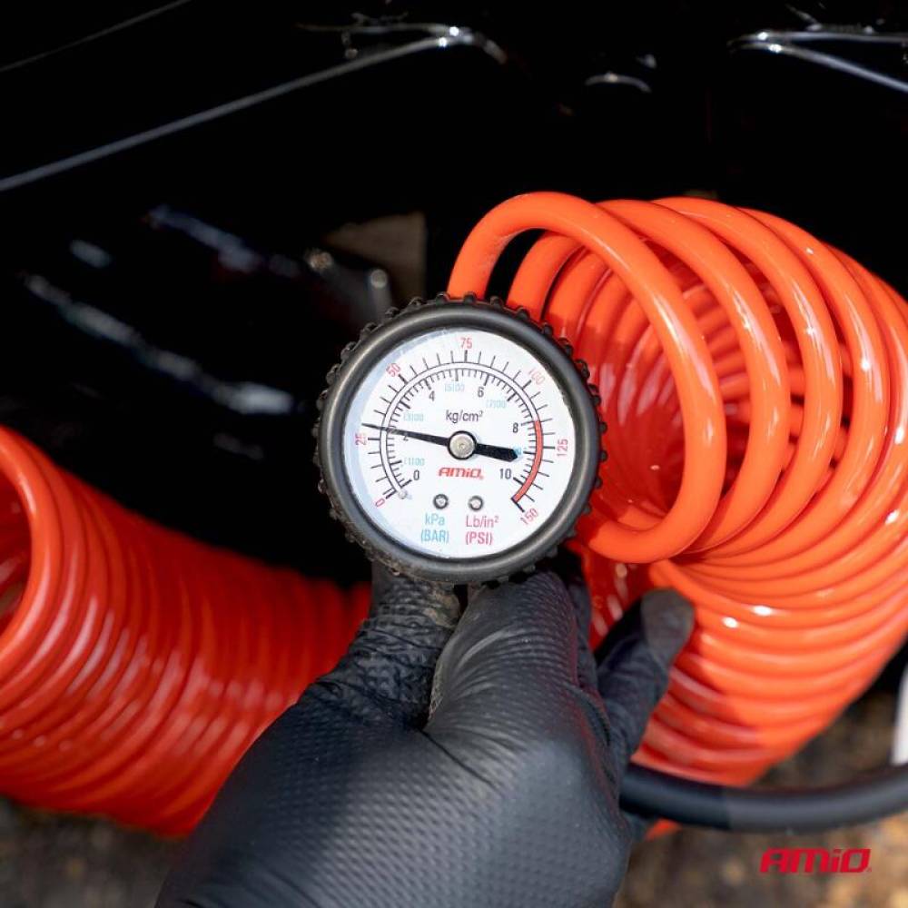 Compresor aer auto, 12V, 10bar, 600W, Heavy Duty, cu furtun de 8 m, cu cilindru metalic, Amio 04398