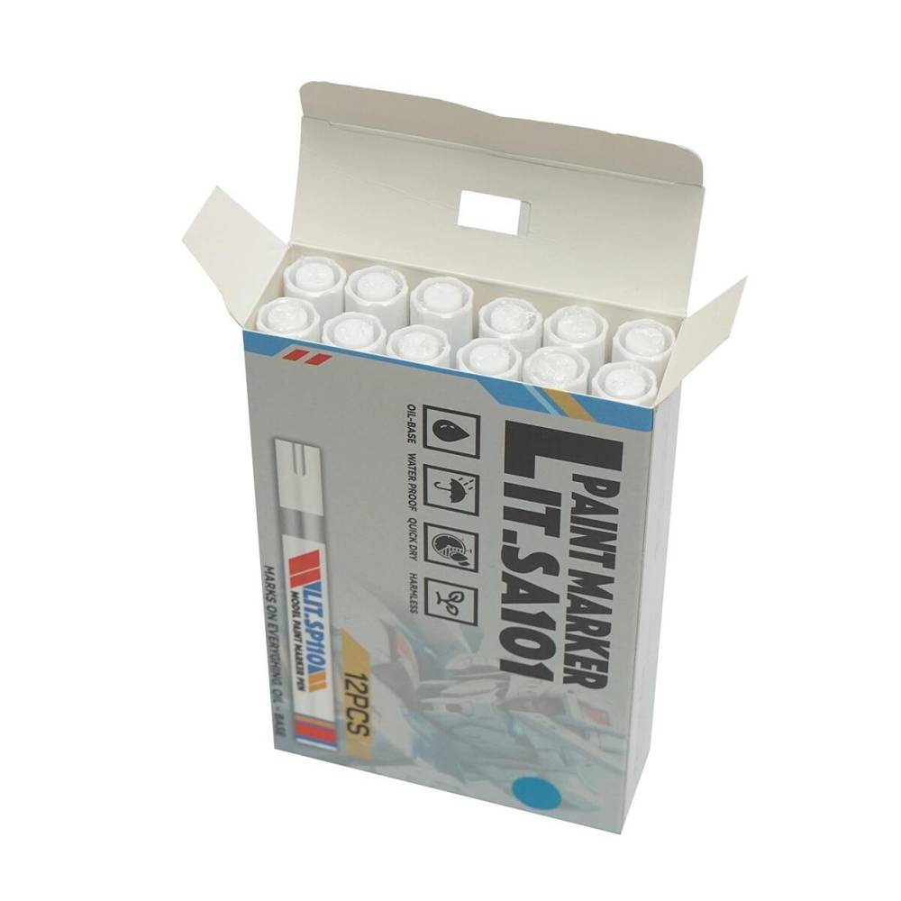 Marker vopsea pe baza de ulei, impermeabil, albastru. set 12buc, BK LIT.SA101 PK39
