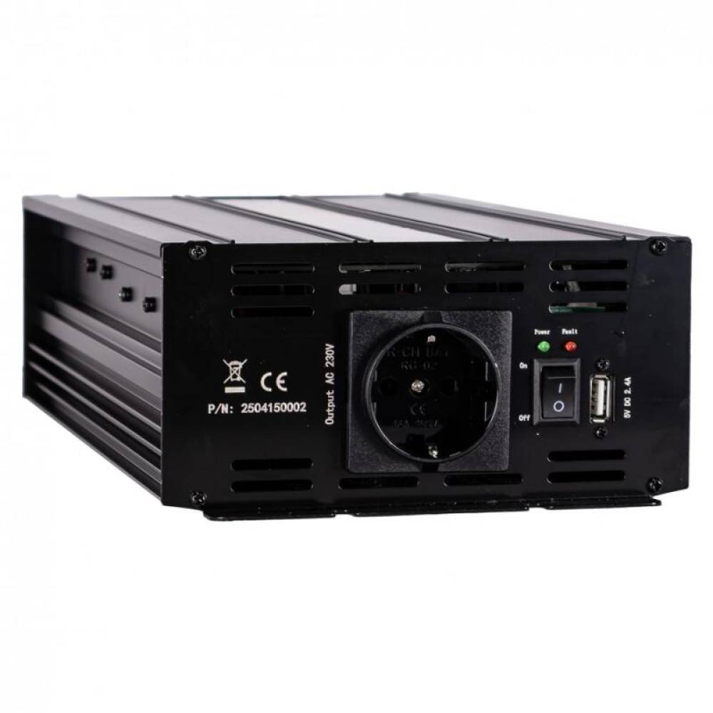 Invertor auto 24V la 230V, 1500W/3000W, priză Schuko cu USB de 2.4 A, Kamar E1929 
