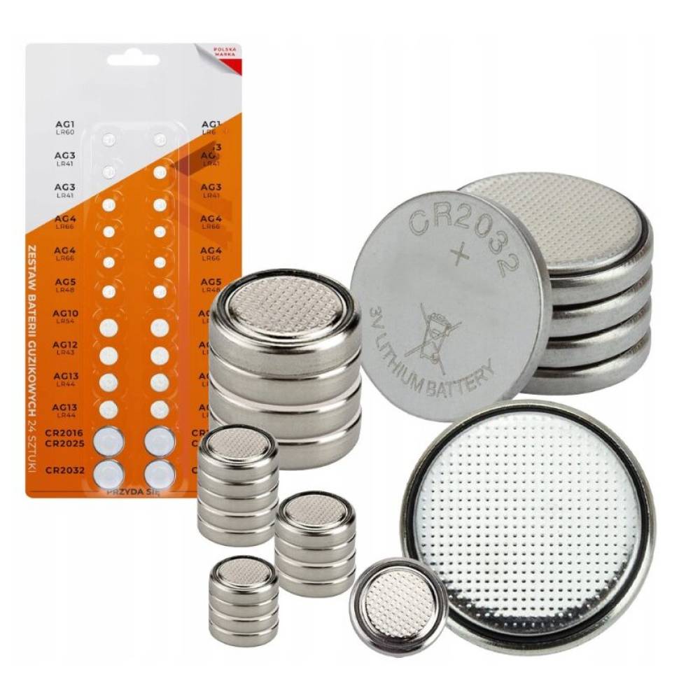 Baterii tip buton set24buc, AG1 AG3 AG4 AG5 AG10 AG12 AG13 CR2016 CR2025 CR2032, Bam LOS029, Vergionic 0147