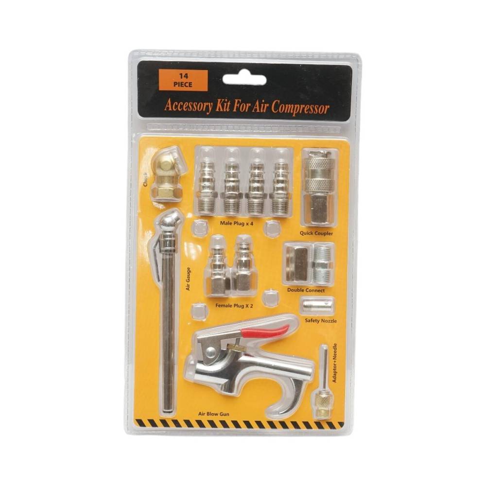 Set accesorii compresor aer, cu pistol, conectori, duze si cuple rapide, 14 piese, RK48