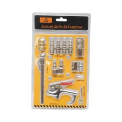 Set accesorii compresor aer, cu pistol, conectori, duze si cuple rapide, 14 piese, RK48