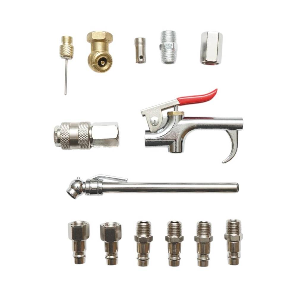Set accesorii compresor aer, cu pistol, conectori, duze si cuple rapide, 14 piese, RK48